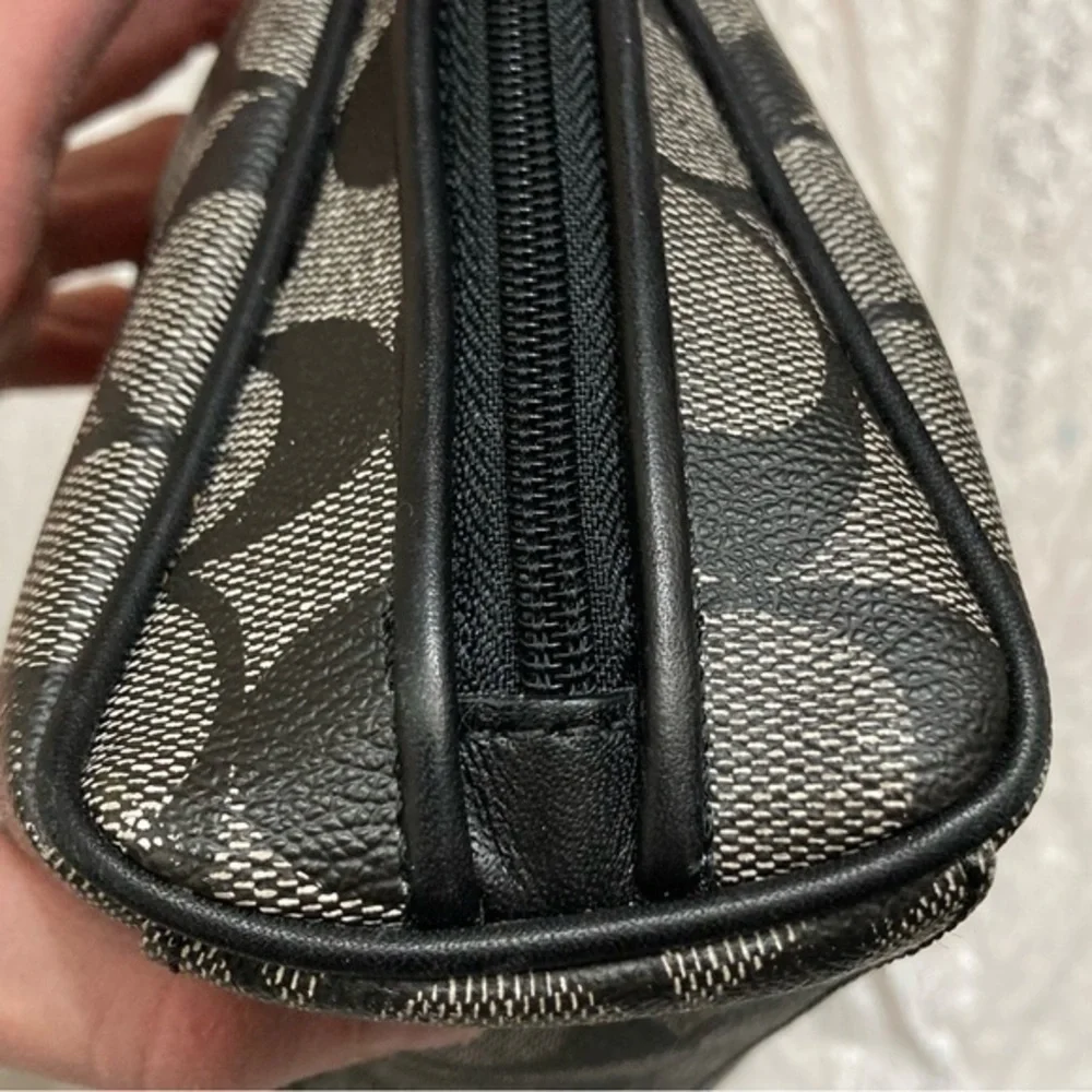 Coach black gray legacy striped signature clutch bag